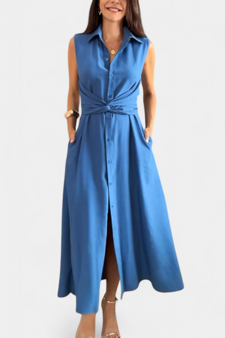 Robe Chemise Meryl avec Boutons et Nœud Ajustable