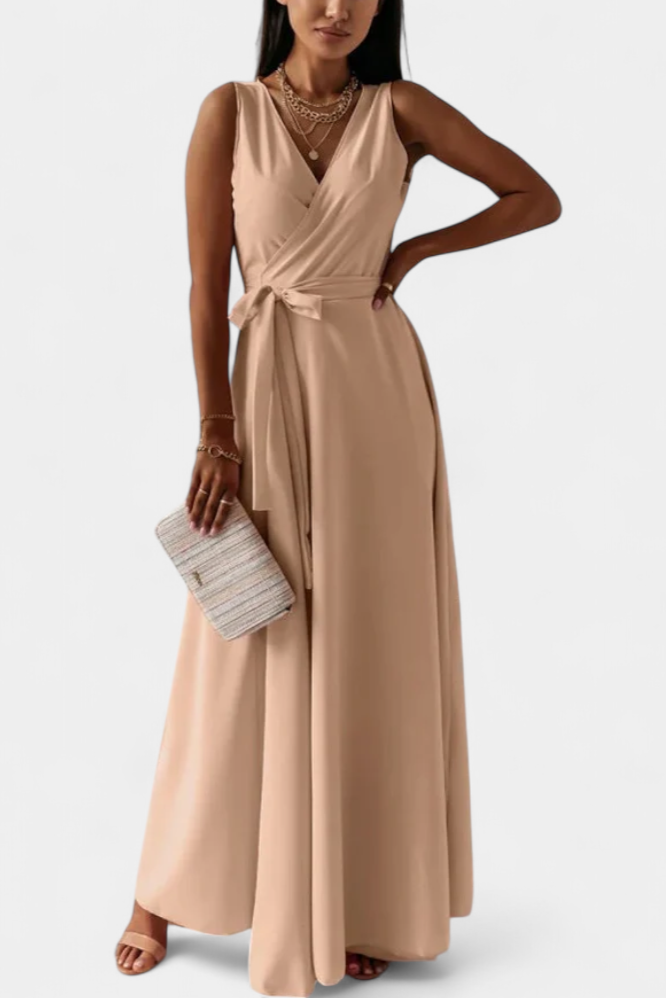 Marla – Robe Longue à Décolleté en V et Silhouette Fluide