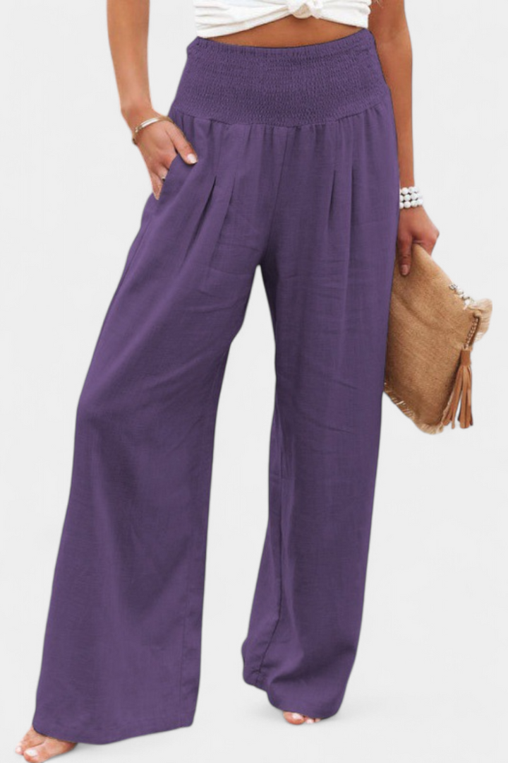 Lexia Pantalon en Coton et Lin avec Coupe Fluide et Élégance Naturelle