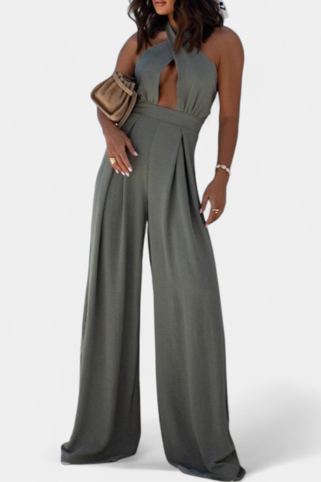 Jessica Mono Halter Croisé sans Dos et Jambes Larges