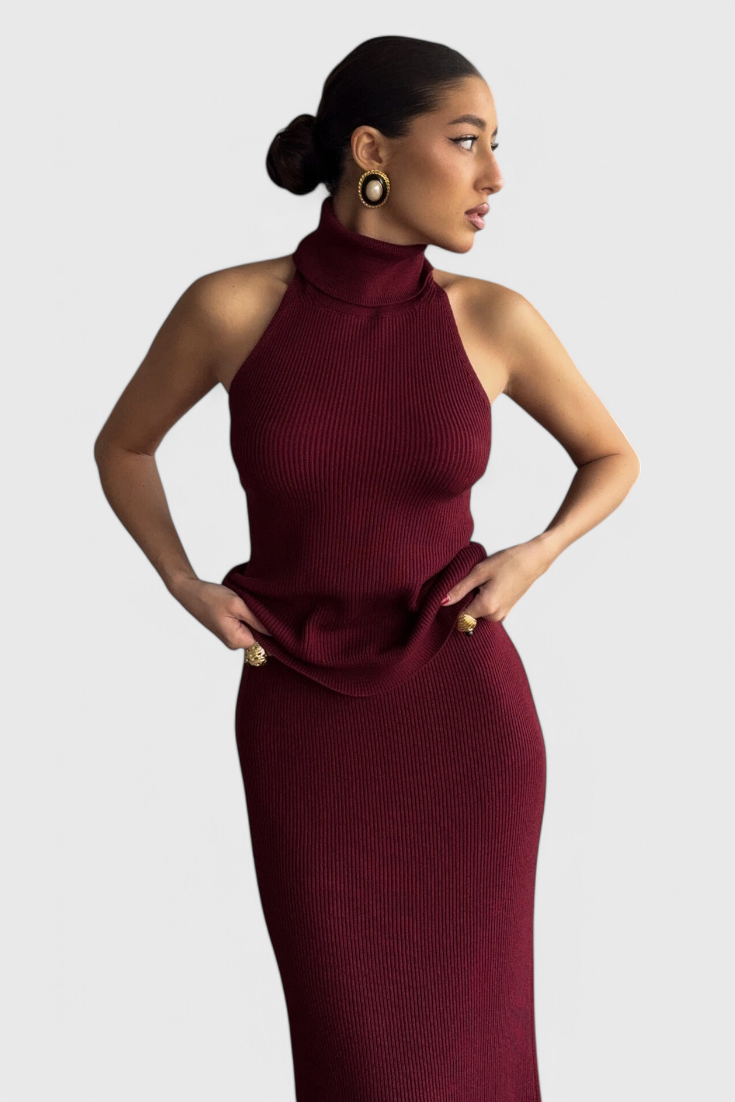 Rhea Robe Midi en Côtelé Sans Dos