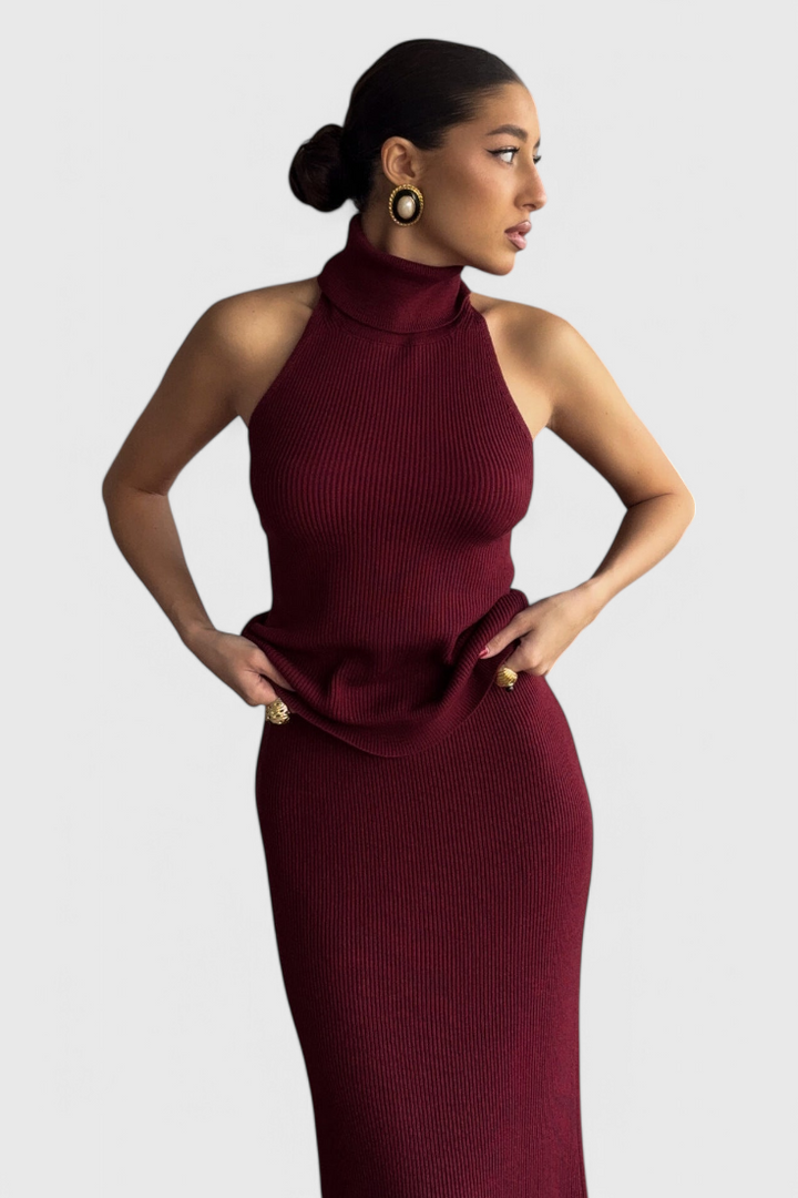 Rhea Robe Midi en Côtelé Sans Dos