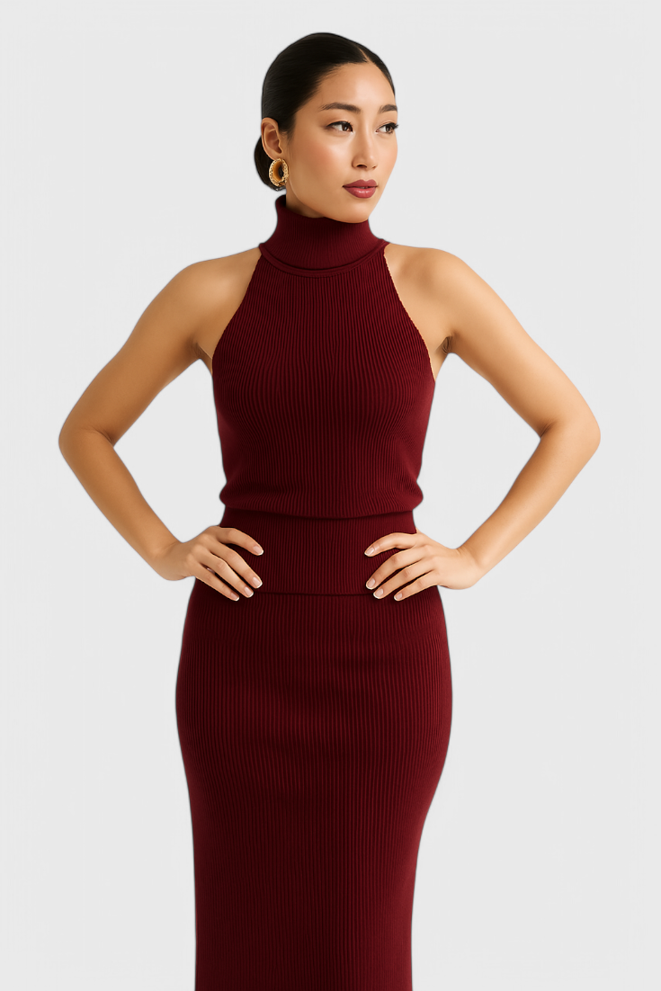 Rhea Robe Midi en Maille Sans Dos