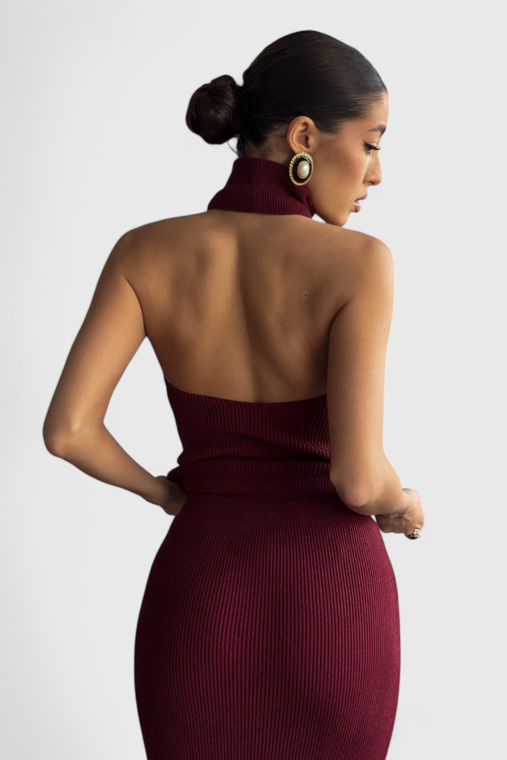 Rhea Robe Midi en Côtelé Sans Dos