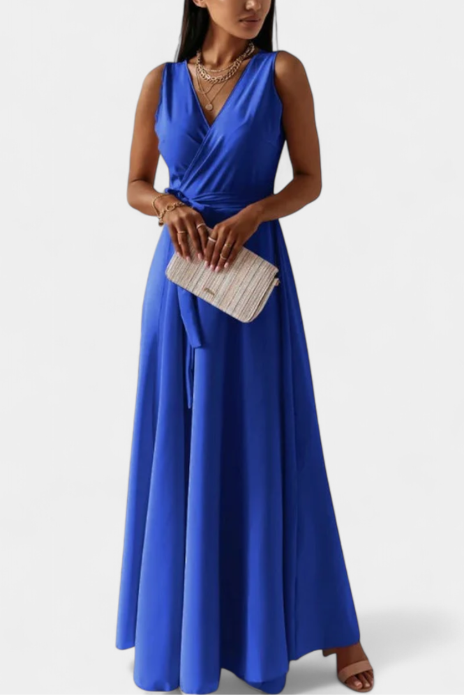 Marla – Robe Longue à Décolleté en V et Silhouette Fluide
