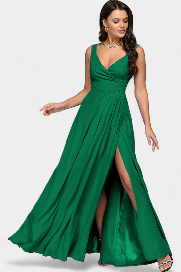 Rocío Robe Longue avec Drapé Frontal et Décolleté Croisé
