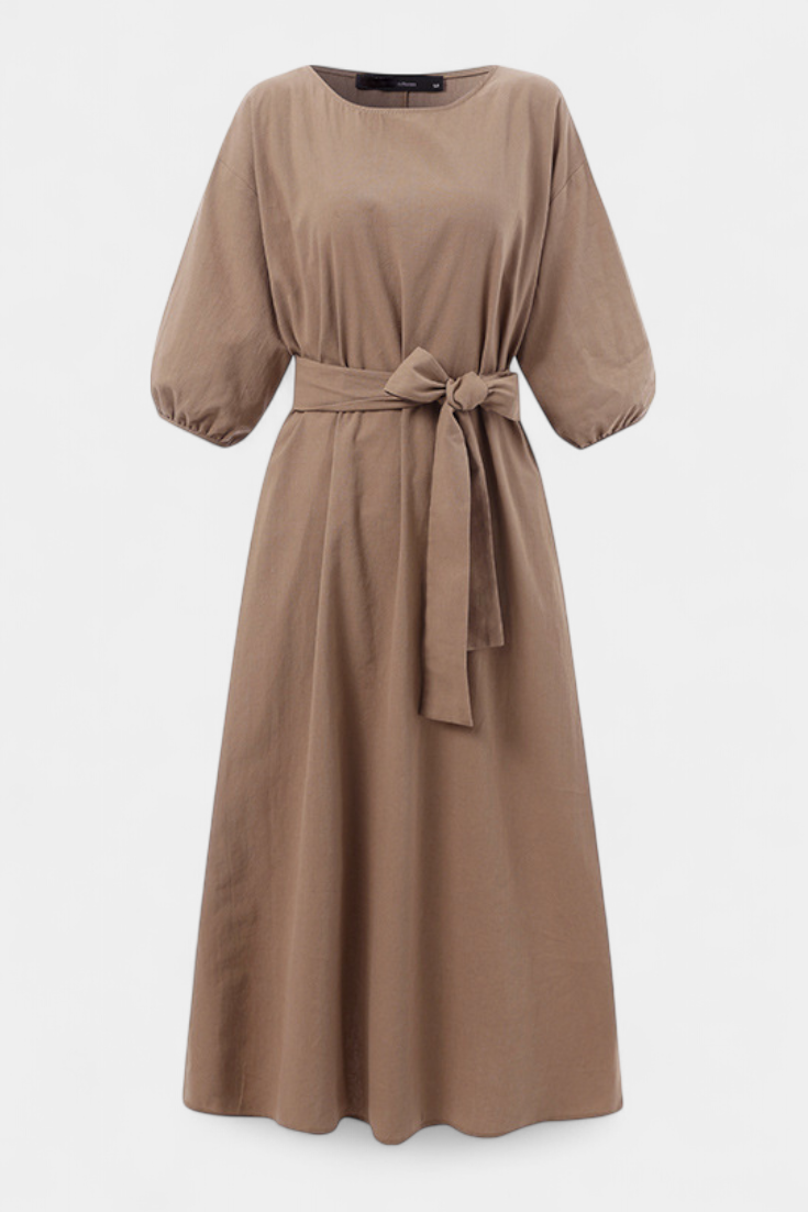 Robe Krisbel en Lin et Coton avec Ceinture Nœud