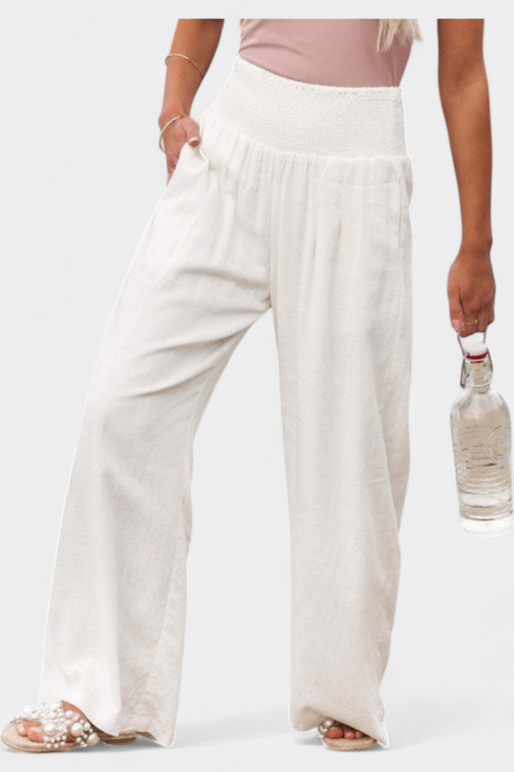 Lexia Pantalon en Coton et Lin avec Coupe Fluide et Élégance Naturelle