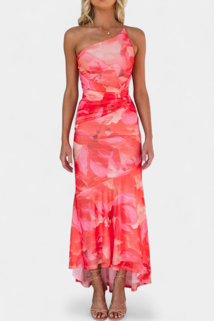 Abigail Robe Longue Fleurie à Une Seule Manche