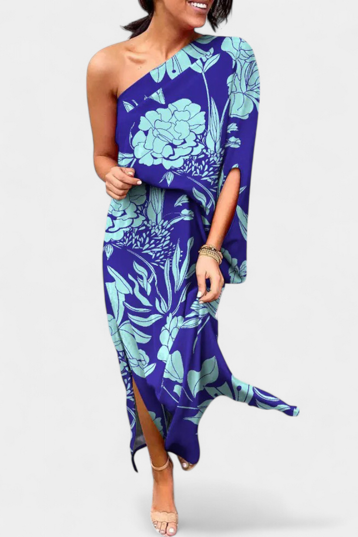 Robe Carlena à Épaule Dénudée avec Imprimé Romantique
