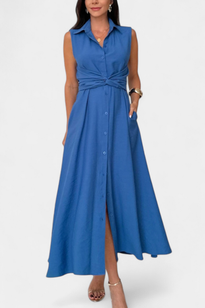 Robe Chemise Meryl avec Boutons et Nœud Ajustable
