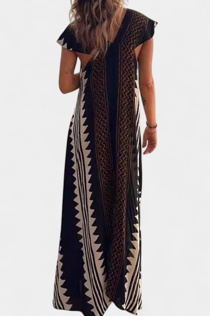 Robe Maxi Bohémienne Dakota avec Motif Géométrique