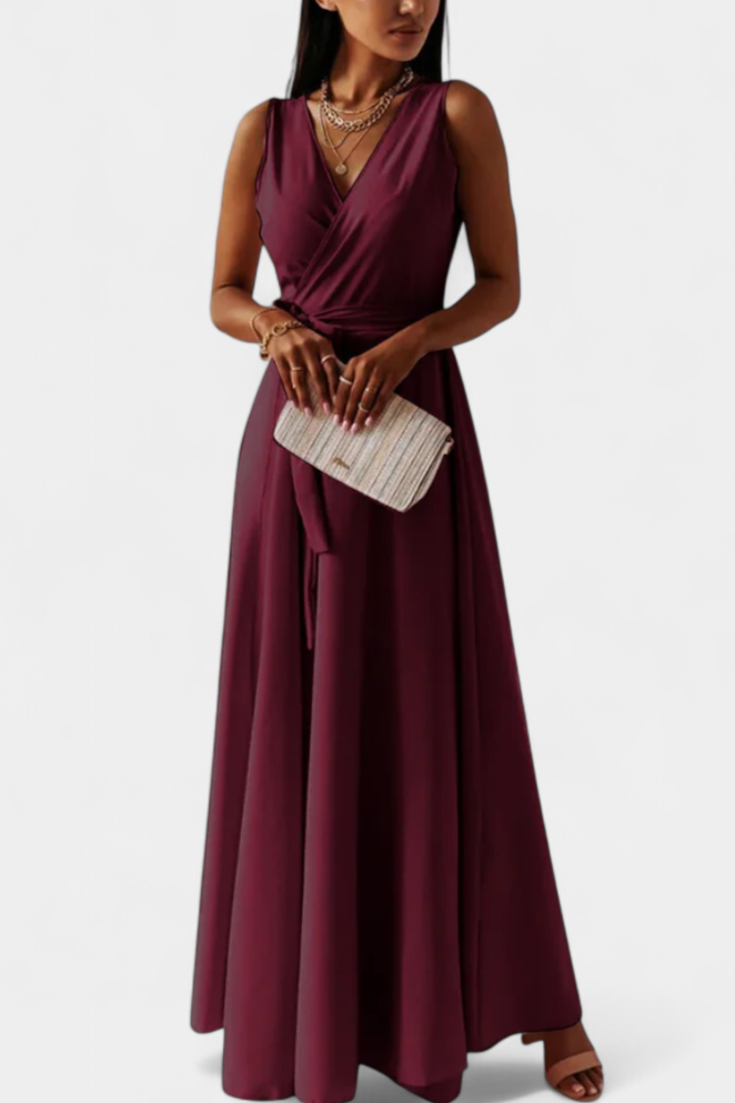 Marla – Robe Longue à Décolleté en V et Silhouette Fluide