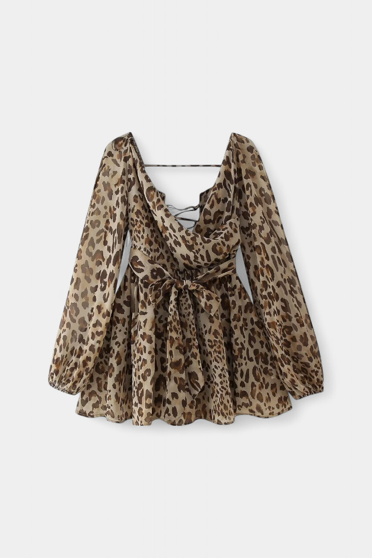 Skylar Robe Mini avec Décolleté en V et Manches Légères
