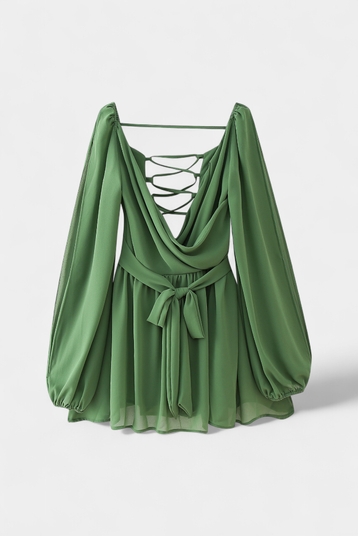 Skylar Robe Mini avec Décolleté en V et Manches Légères