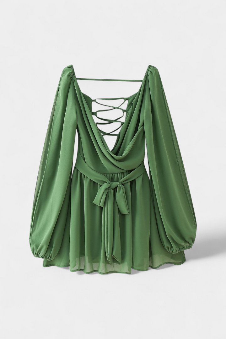 Skylar Robe Mini avec Décolleté en V et Manches Légères