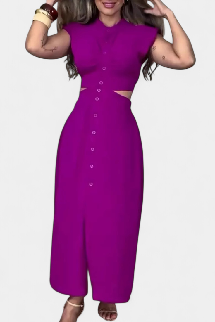 Griselda Robe Midi avec Boutons et Taille Ouverte