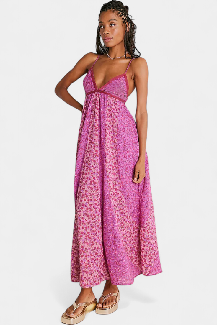 Robe Boho Florale Lexa en Chiffon avec Dos Nu