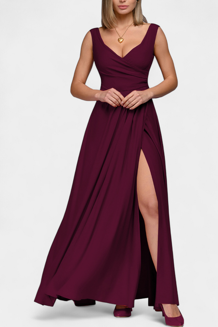 Rocío Robe Longue avec Drapé Frontal et Décolleté Croisé