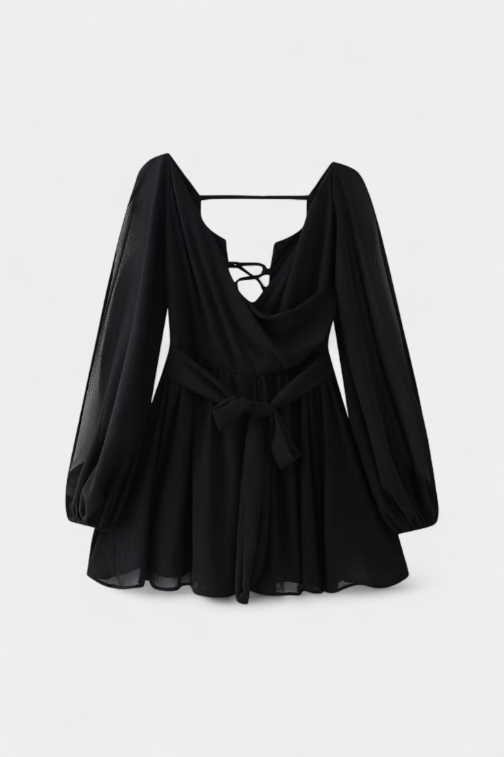 Skylar Robe Mini avec Décolleté en V et Manches Légères