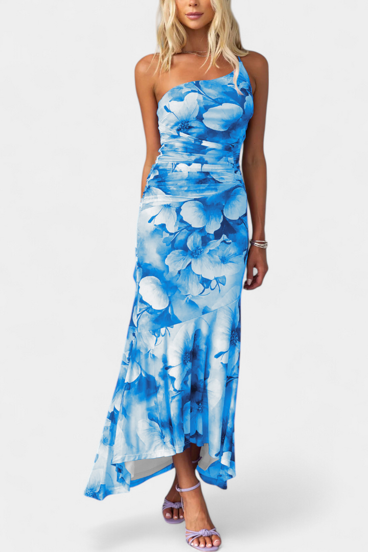 Abigail Robe Longue Fleurie à Une Seule Manche