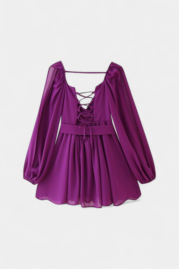 Skylar Robe Mini avec Décolleté en V et Manches Légères