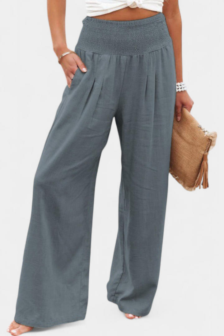 Lexia Pantalon en Coton et Lin avec Coupe Fluide et Élégance Naturelle