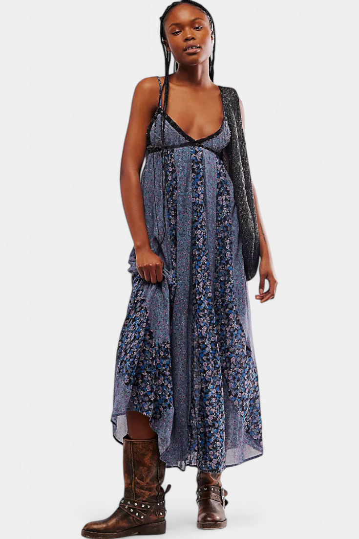 Robe Boho Florale Lexa en Chiffon avec Dos Nu