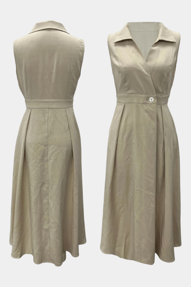 Veste Robe Beverly Sans Manches avec Coupe A et Boutons