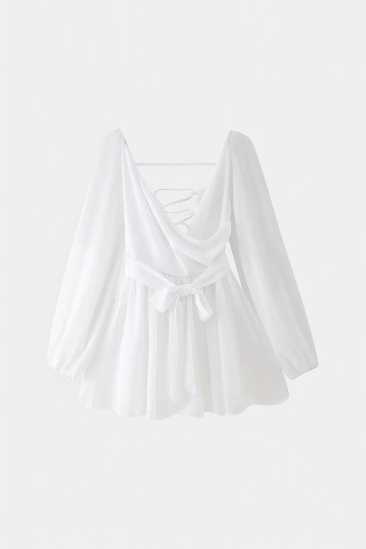 Skylar Robe Mini avec Décolleté en V et Manches Légères