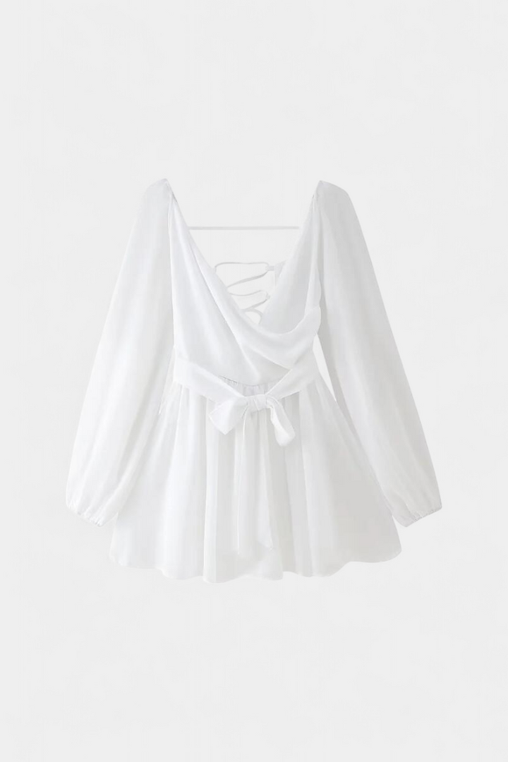 Skylar Robe Mini avec Décolleté en V et Manches Légères