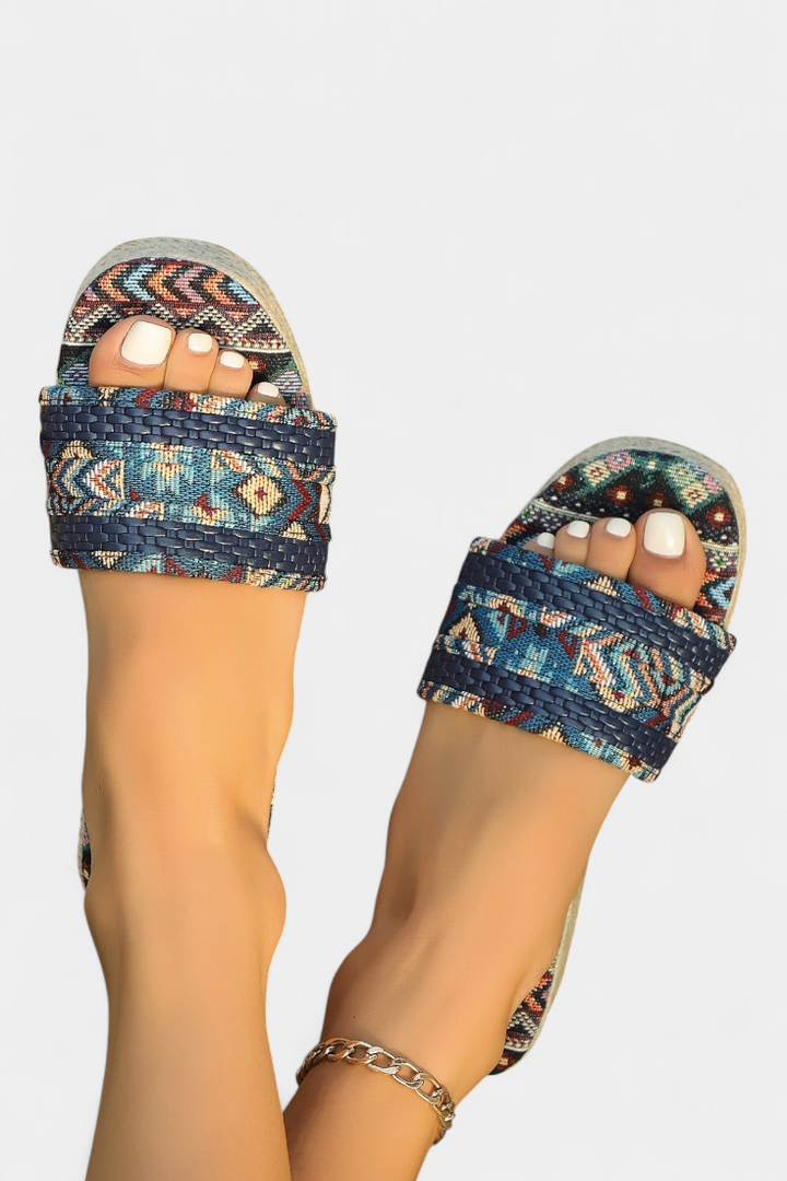 Sandales Plates Dorotea avec Double Bride et Semelle Tressée Ethnique