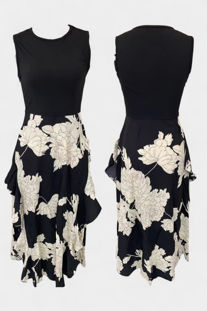 Robe Raquel avec Top en Tricot et Jupe Florale avec Fente