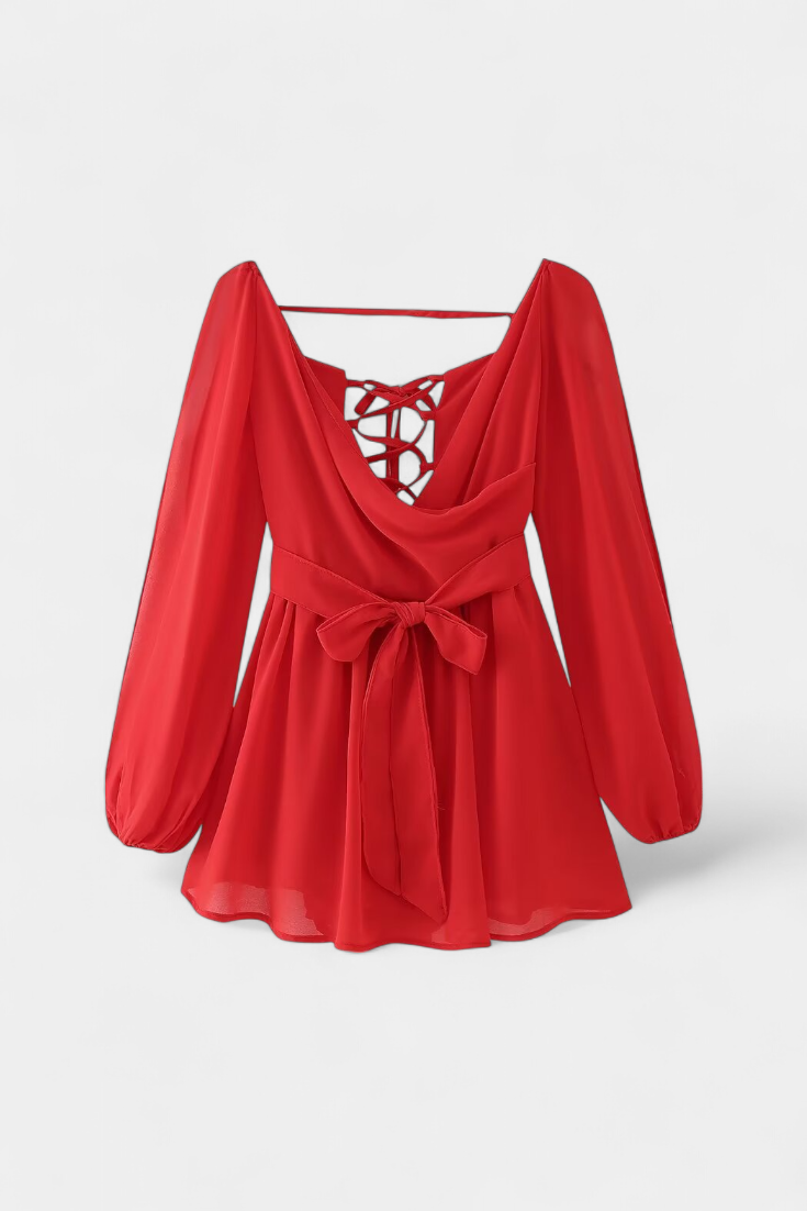 Skylar Robe Mini avec Décolleté en V et Manches Légères