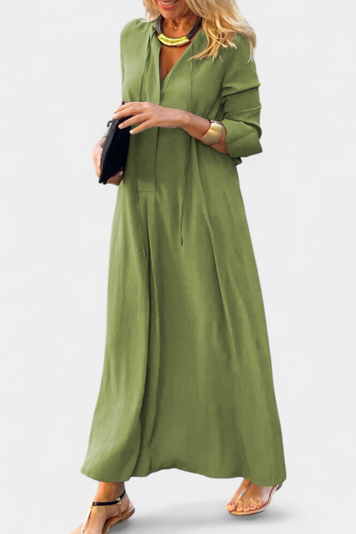 Robe Verónica à Manches Longues avec Décolleté en V