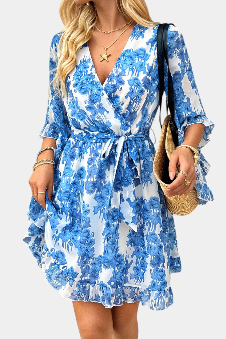 Robe Mini Fleurie Imprimée Besa avec Silhouette Fluide