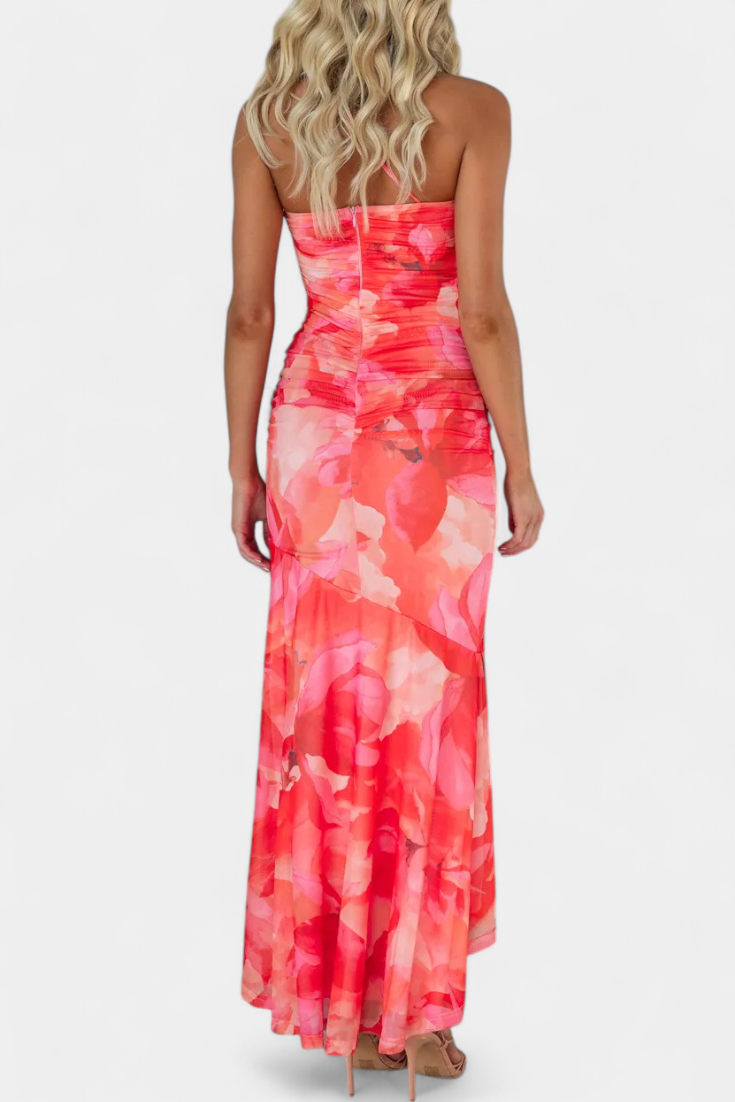 Abigail Robe Longue Fleurie à Une Seule Manche