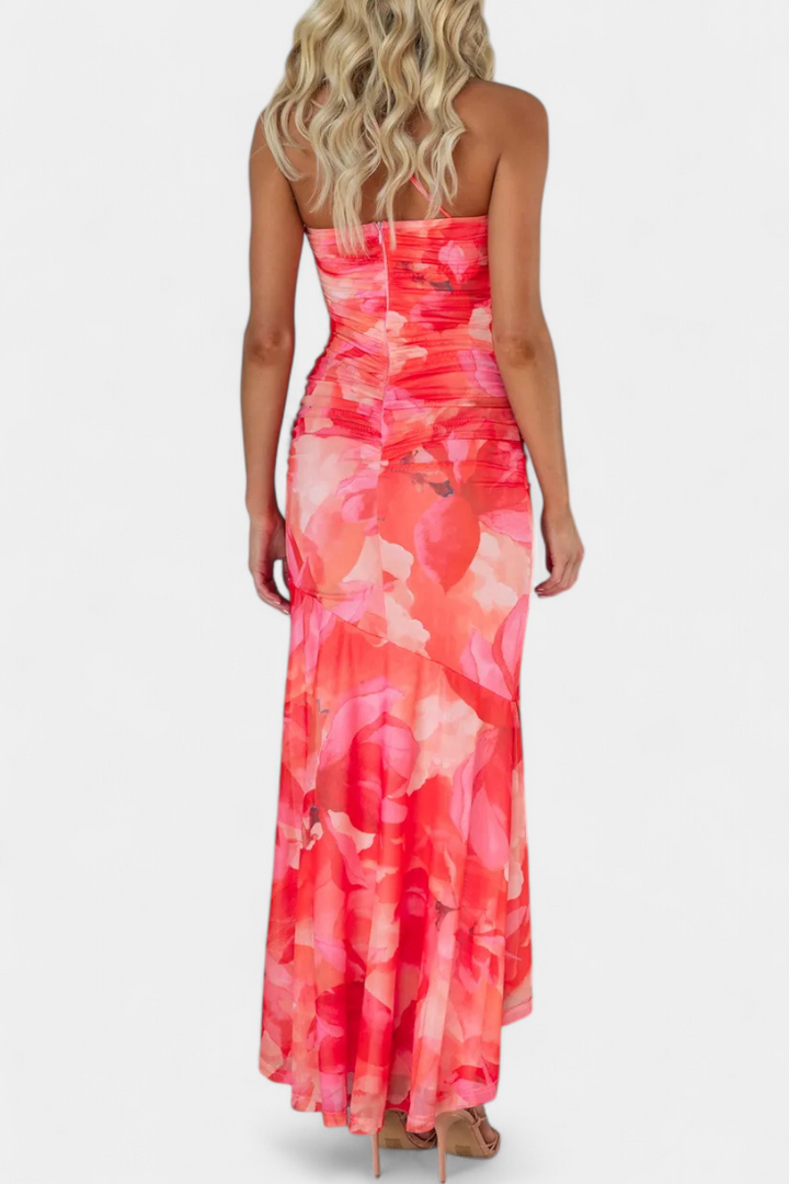 Abigail Robe Longue Fleurie à Une Seule Manche