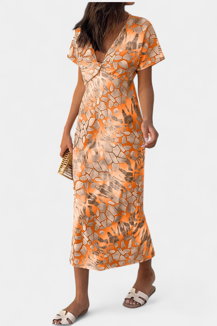 Robe Triana avec Imprimé Abstrait et Décolleté en V