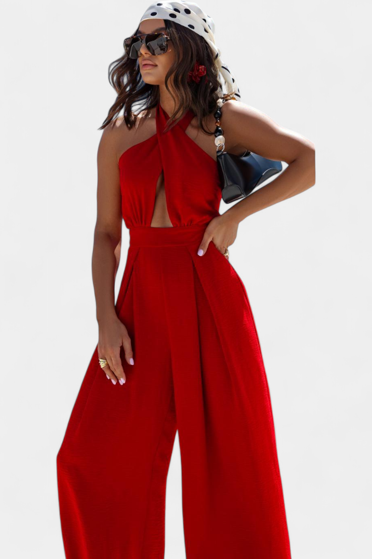 Jessica Mono Halter Croisé sans Dos et Jambes Larges