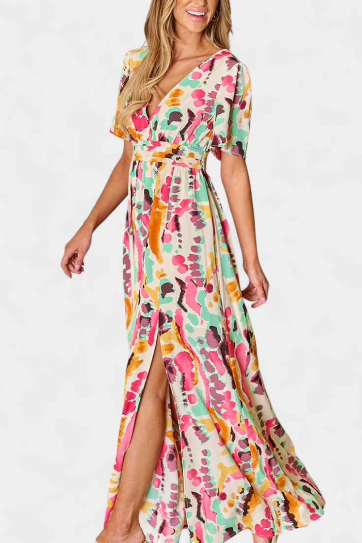 Yuki Robe Boho avec Décolleté en V et Tie-Dye