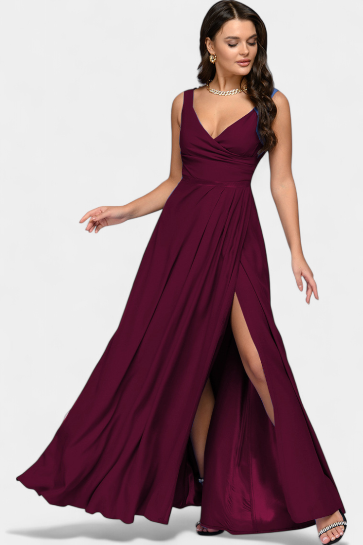 Rocío Robe Longue avec Drapé Frontal et Décolleté Croisé