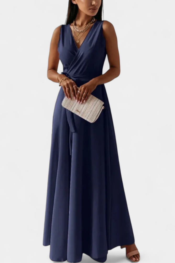 Marla – Robe Longue à Décolleté en V et Silhouette Fluide