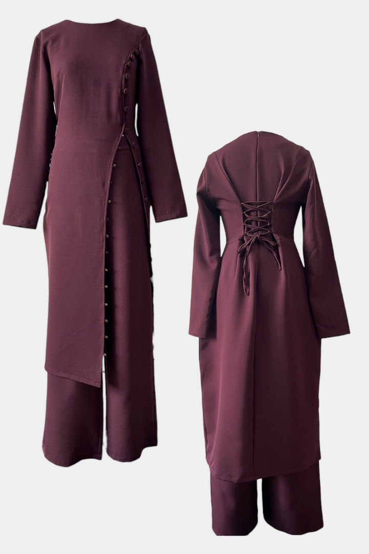 Ensemble Décontracté Doux Melissa avec Blouse à Boutons et Pantalons Longs