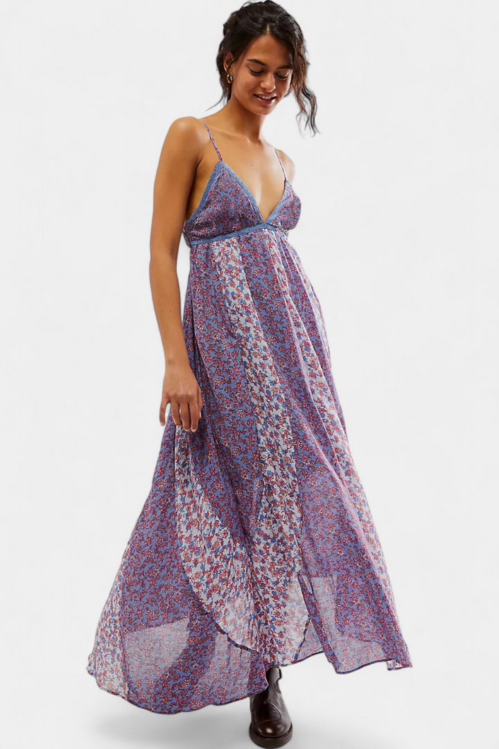 Robe Boho Florale Lexa en Chiffon avec Dos Nu