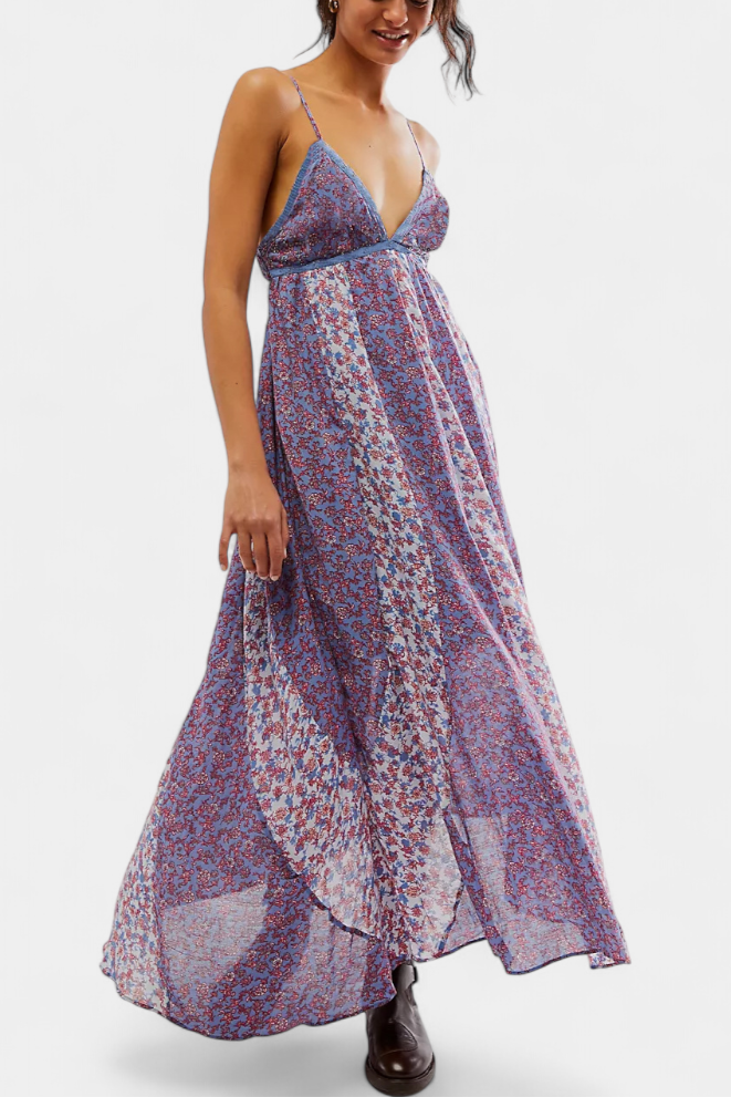 Robe Boho Florale Lexa en Chiffon avec Dos Nu