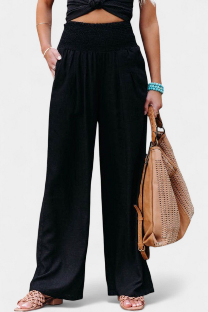 Lexia Pantalon en Coton et Lin avec Coupe Fluide et Élégance Naturelle