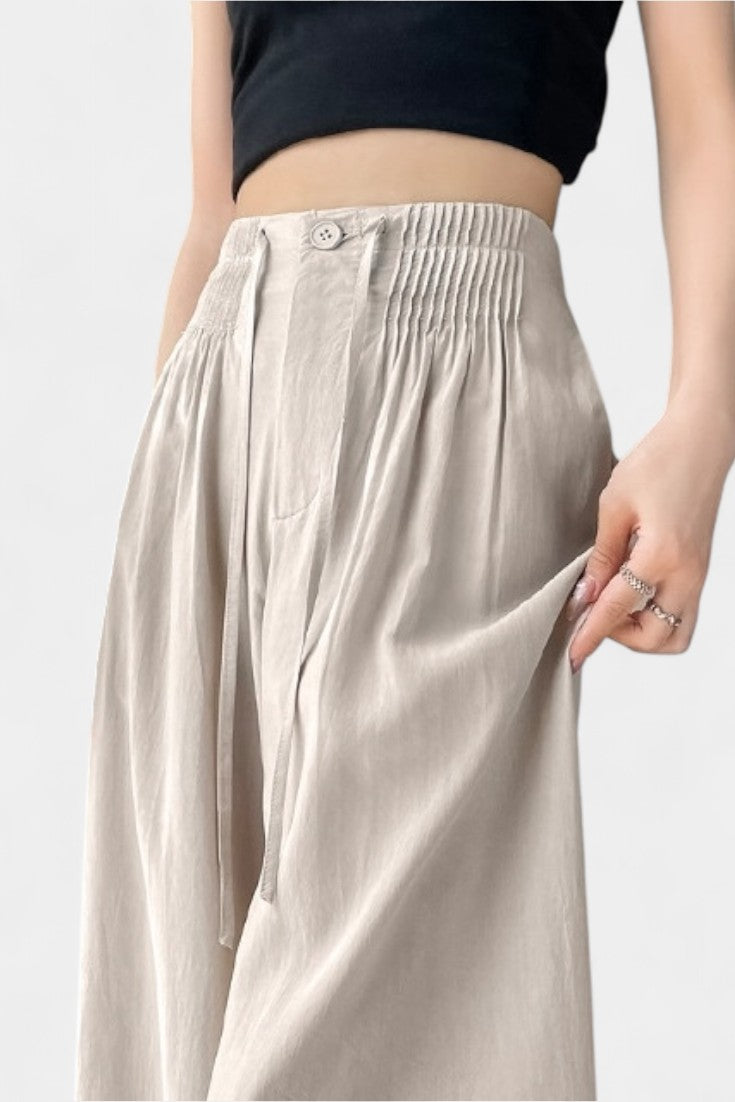 Ilyana Pantalons Taille Haute et Jambe Large