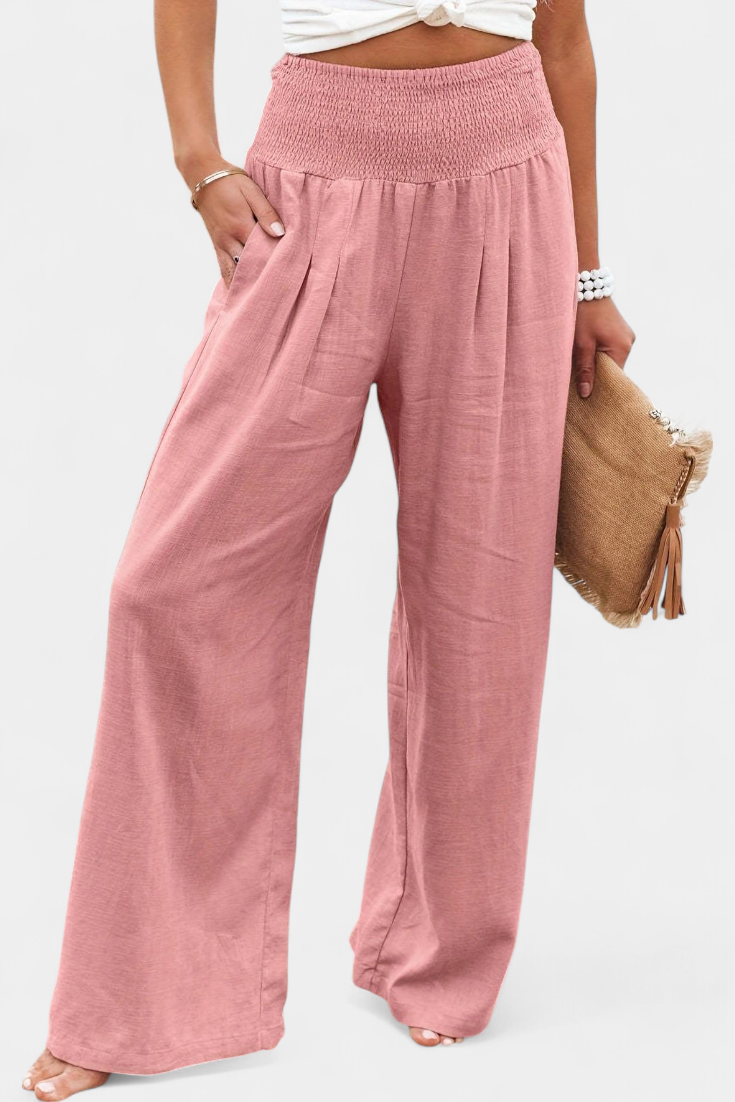 Lexia Pantalon en Coton et Lin avec Coupe Fluide et Élégance Naturelle