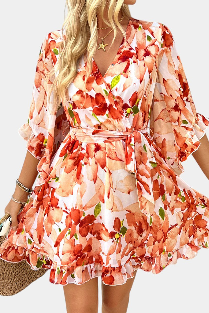 Robe Mini Fleurie Imprimée Besa avec Silhouette Fluide